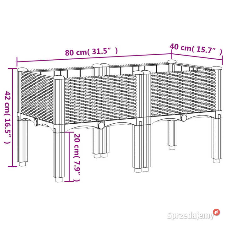 Donica ogrodowa z nóżkami biała 80x40x42 PP mazowieckie Warszawa