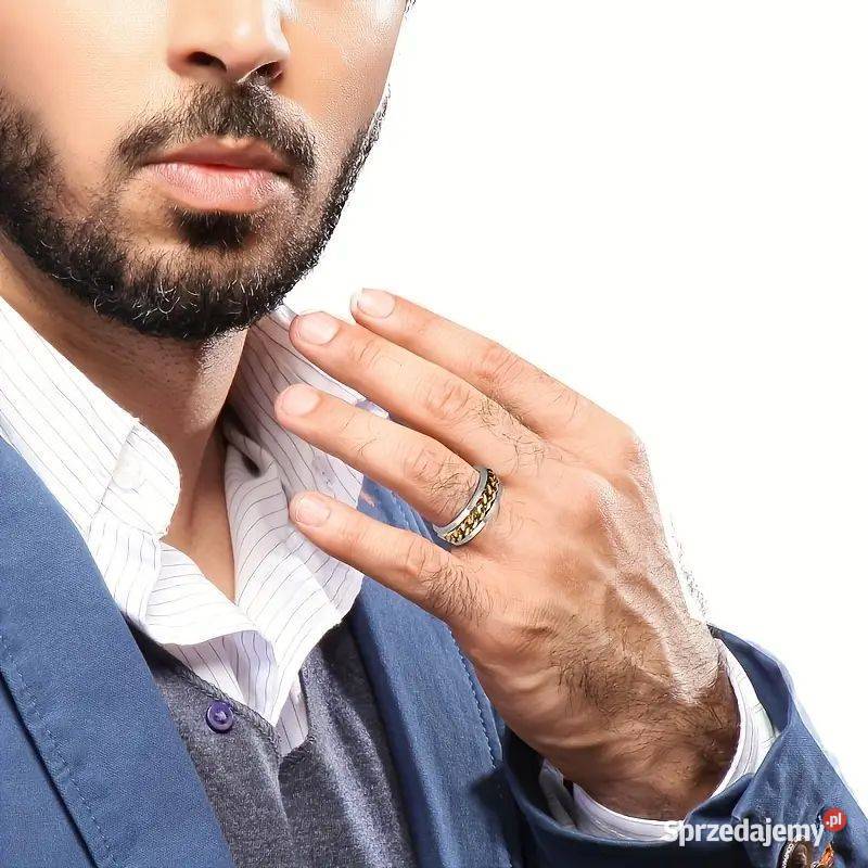 Obrączka Tytanu z łańcuszkiem pokrytym złotem Zegarki i Biżuteria sprzedam