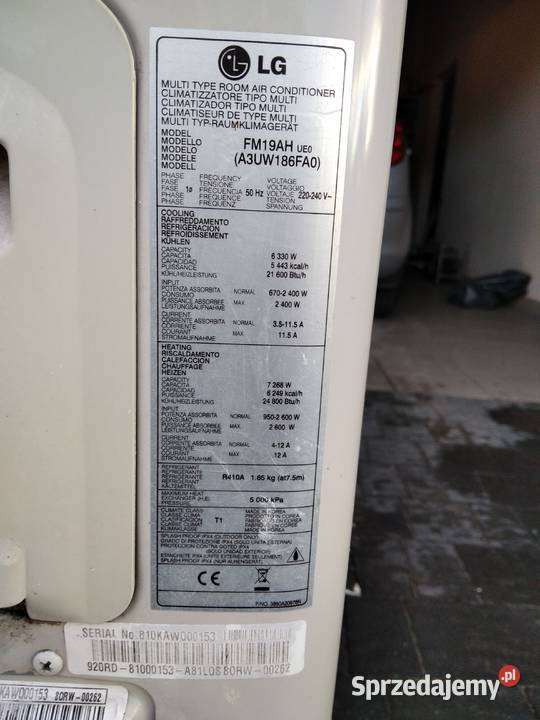 Klimatyzacja LG 63 Kw dwa nawiewy 2 piloty