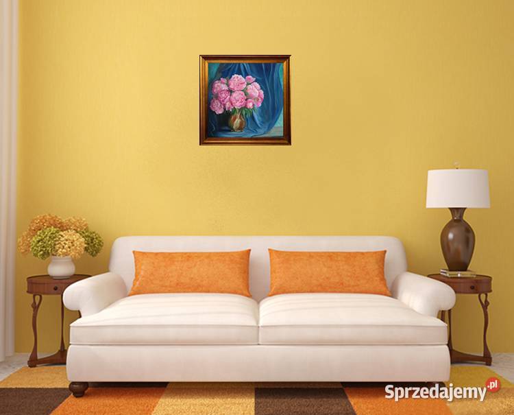 Obraz olejny Piwonie w wazonie Dekoracje i ozdoby Lublin