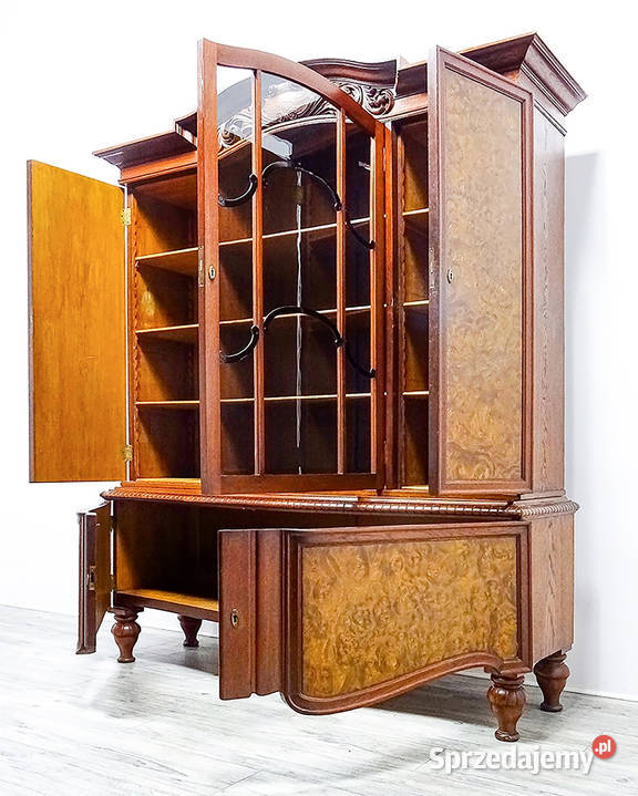 Wysoka drewniana WITRYNA na nóżkach BIBLIOTECZKA Kalisz