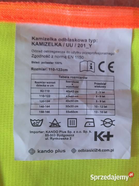 Kamizelka odblaskowa dziecka z logo Wilanowa Warszawa