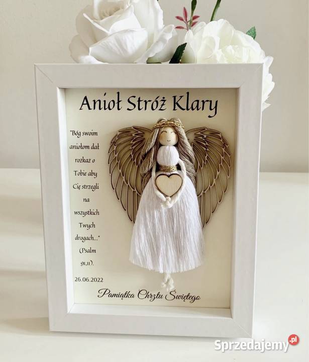 Anioł makrama Anioł Stróż rękodzieło w ramce Stalowa Wola sprzedam