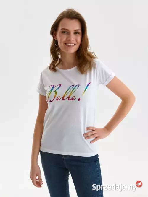 biały tshirt z napisem Top Secret Olkusz