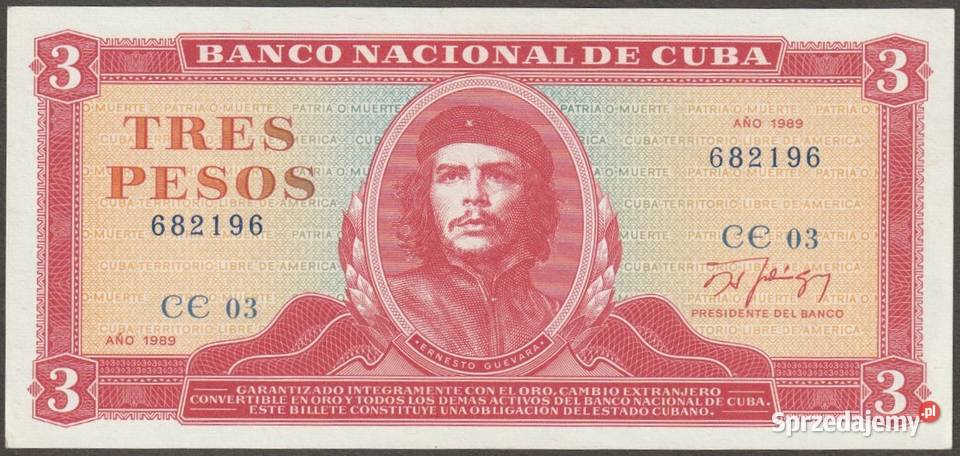KUBA 3 PESOS 1989 CHE GUEVARA STAN UNC Numizmatyka łódzkie Łódź sprzedam