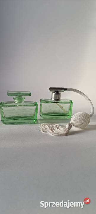 Komplet toaletowy 2 perfumerii z zielonego szkła Pozostałe Jastrzębie-Zdrój sprzedam