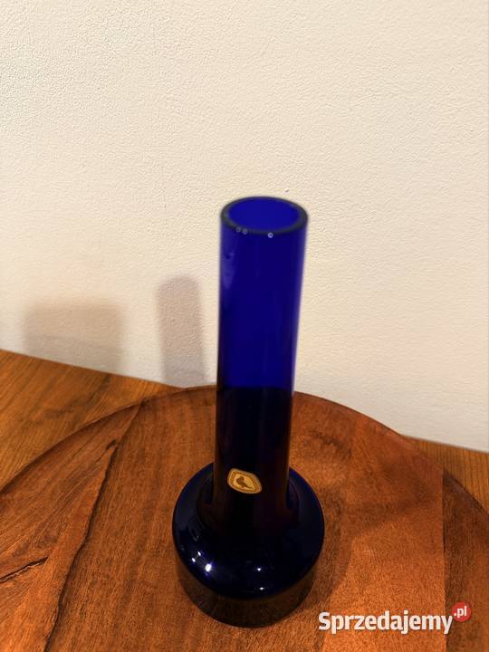 Ładny niebieski kryształowy wazon lubuskie Cybinka