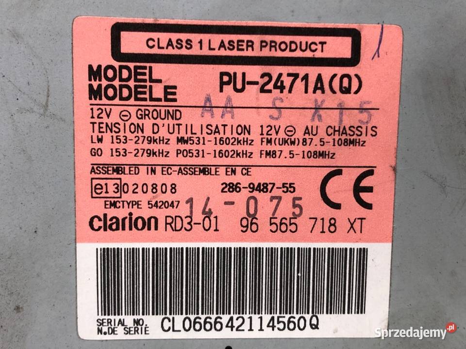 RADIO CITROEN C3 I 96565718XT ODTWARZACZ sprzedam