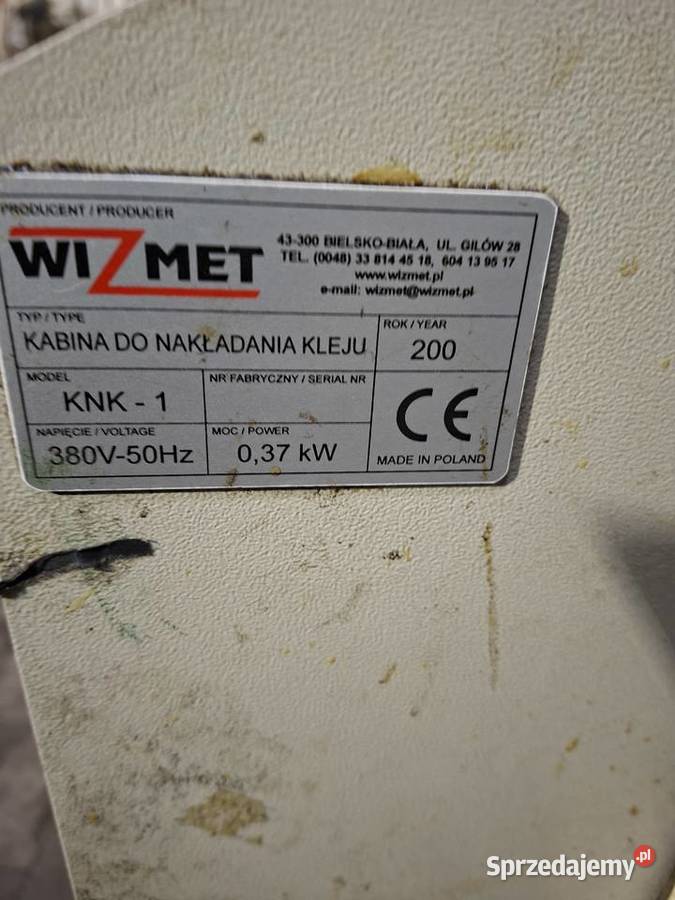 Kabina do nakładania kleju klejarka kabina do Ostrowiec Świętokrzyski