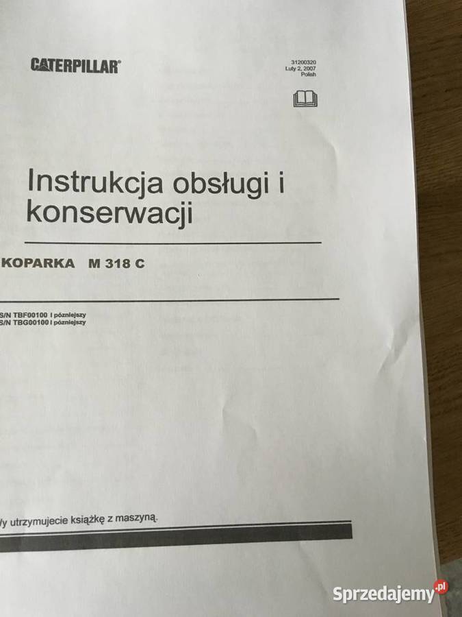 dtr instrukcja obsługi koparka caterpillar m318c Książki i Podręczniki Szczecin