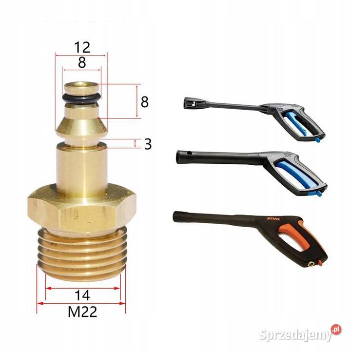 Adapter M22 Mosiądz Gwint Zewnętrzny M22x15 mm Ludźmierz