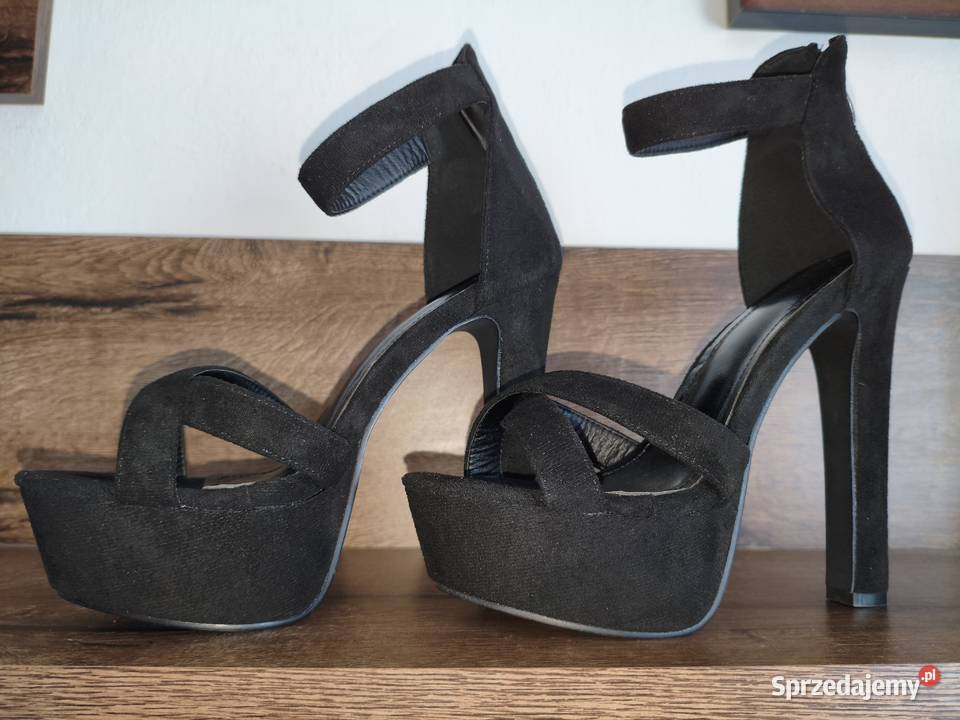 NOWE eleganckie sandały na wysokim obcasie czarny Bełżyce sprzedam