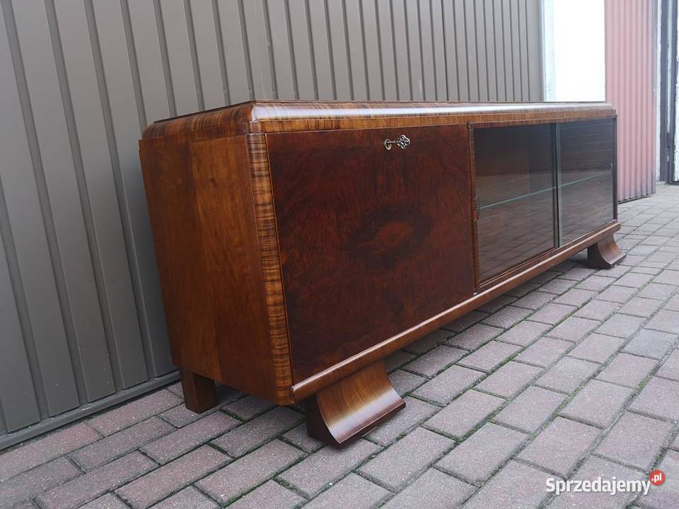 Komoda ARTDECO RTV Niska Orzech 193 Zgrabna Antyki, Sztuka, Kolekcje sprzedam