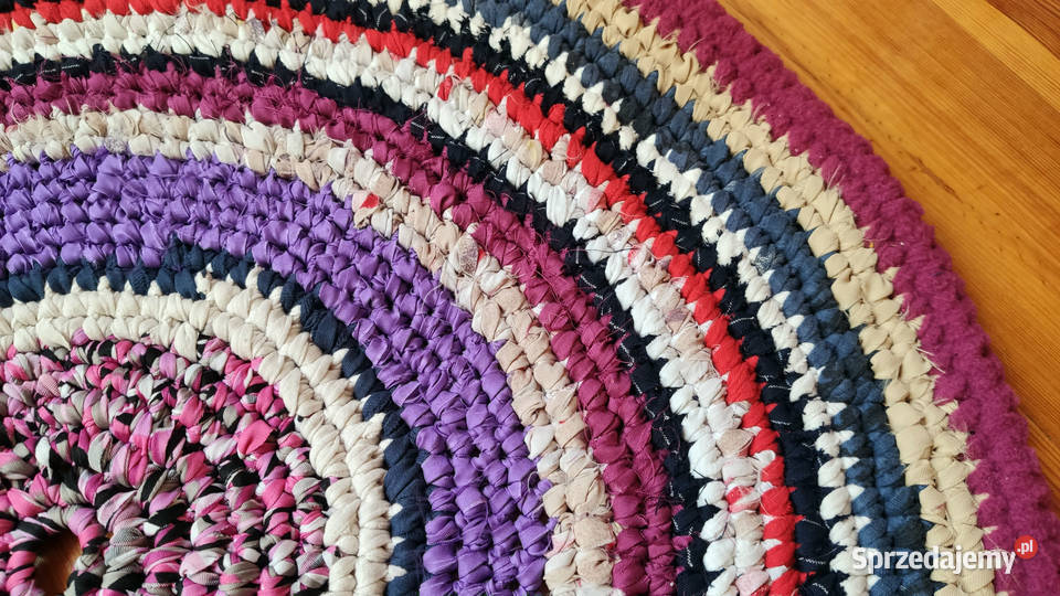 Dywanik okrągły 64 rękodzieło wielokolorowy Łódź