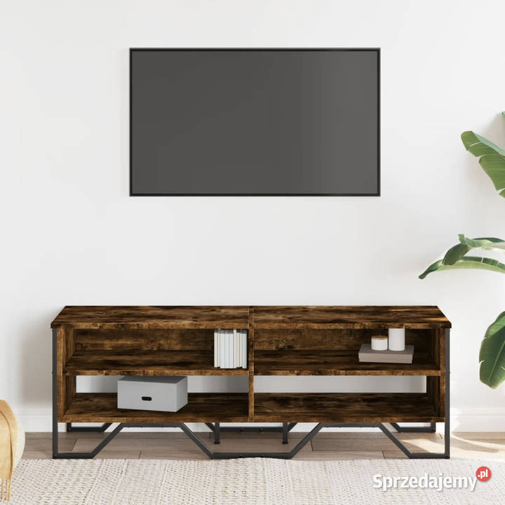 Szafka pod TV przydymiony dąb 122x34x41 WM848571 Meble Warszawa