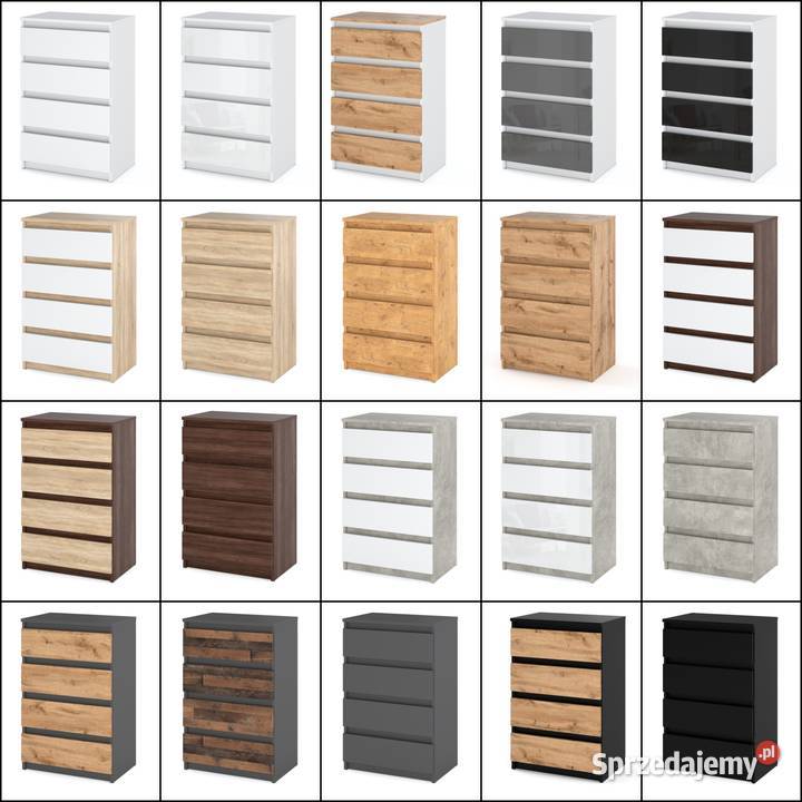 Komoda 4 Szuflady Beton Biały Połysk Nowoczesna Meble sprzedam