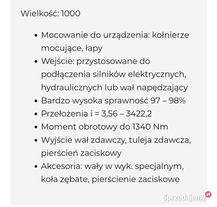 Reduktor liniowy zmniejszenie obrotów wzrost Suwałki