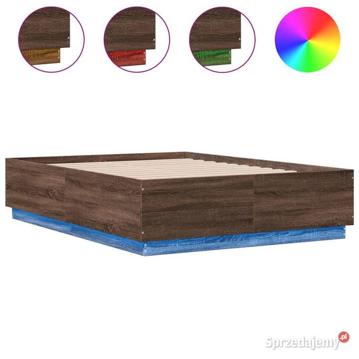 Rama łóżka z LED brązowy dąb 135x190 WM3209652 mazowieckie Warszawa