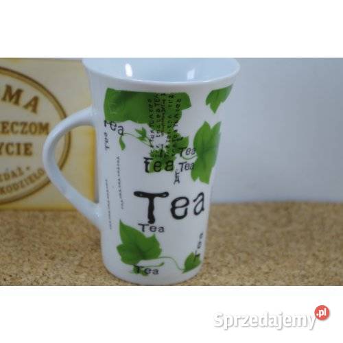 Kubek do herbaty Tea białozielony dekoracyjny Porcelana i szkło