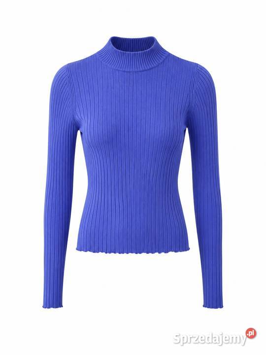 Sweter ze stójką golf w prążki wiskoza