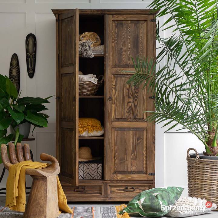 Dwudrzwiowa szafa drewniana do pokoju sosnowa 195cm małopolskie Maków Podhalański