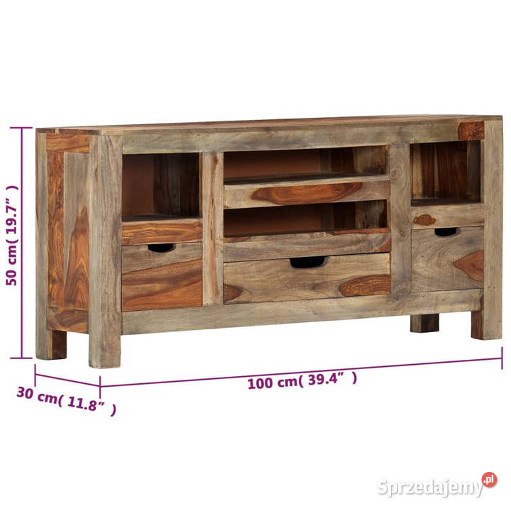 Szafka szara 100x30x50 z litego drewna sheesham Warszawa