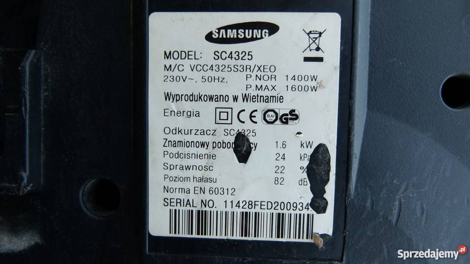 Odkurzacz Samsung VCMA15QS SC4325 rozebrany Zamość Odkurzacz Samsung VCMA15QS SC4325 rozebrany Zamość