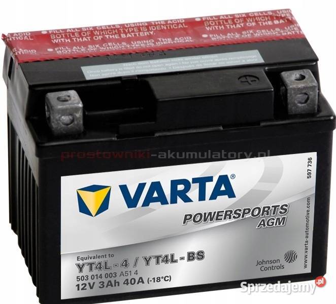 AKUMULATOR YT4LBS VARTA AGM YTX4L 12V 3Ah 40A