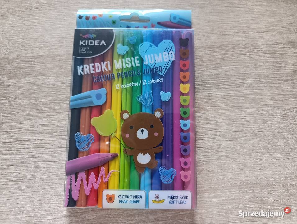 Kredki misie jumbo 12 kolorów Kidea Kwidzyn