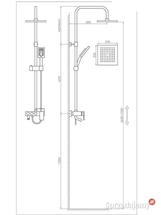 Deszczownica regulowana 160 190 aluminium czarno Łódź sprzedam