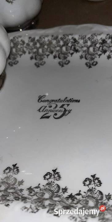 Patera Royal Albert Silver Anniversary Srebrne Porcelana i szkło Gdańsk