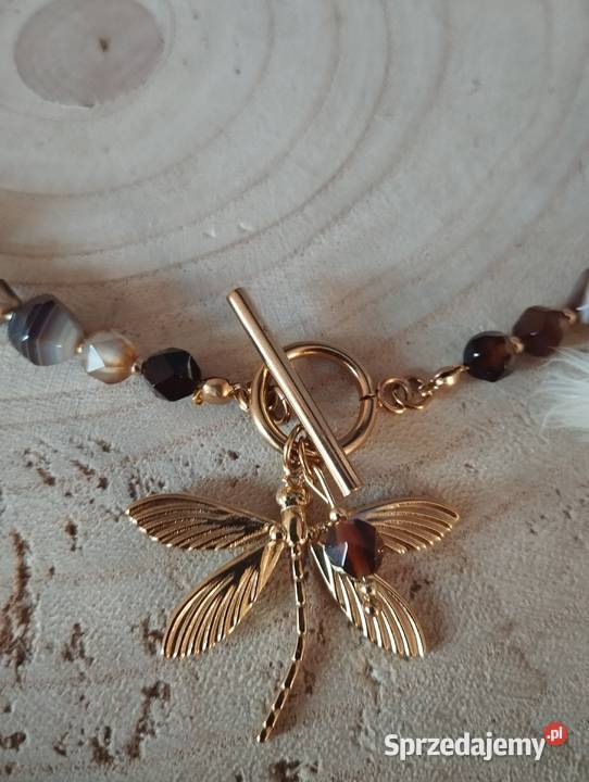 Naszyjnik ważka agat kawowy 45 Zielonki