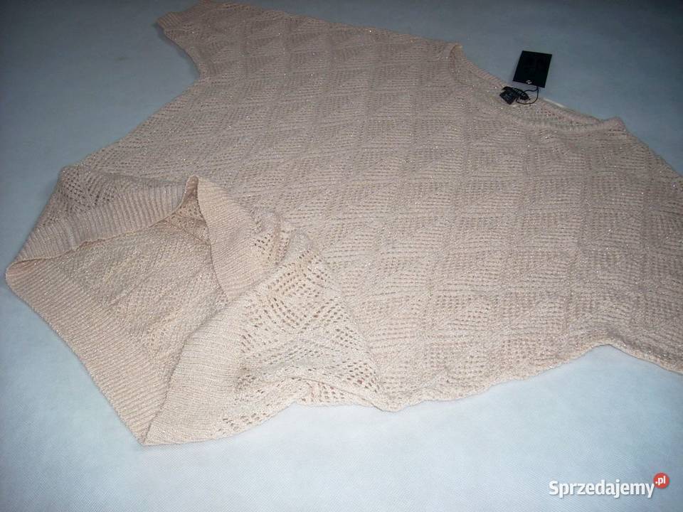 AMISU Lużny Sweterek Ażur Złota Nić NOWY 42 44 Rozmiar 42(XL) Nowy Sącz