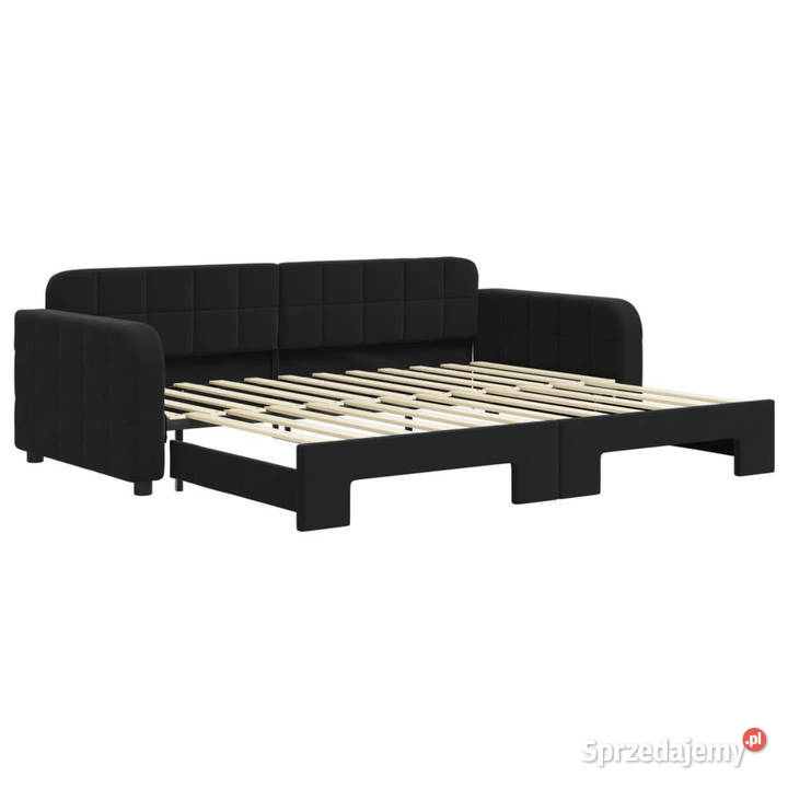 Sofa rozsuwana czarna aksamit 90x200 WM3196933 71cm Warszawa sprzedam