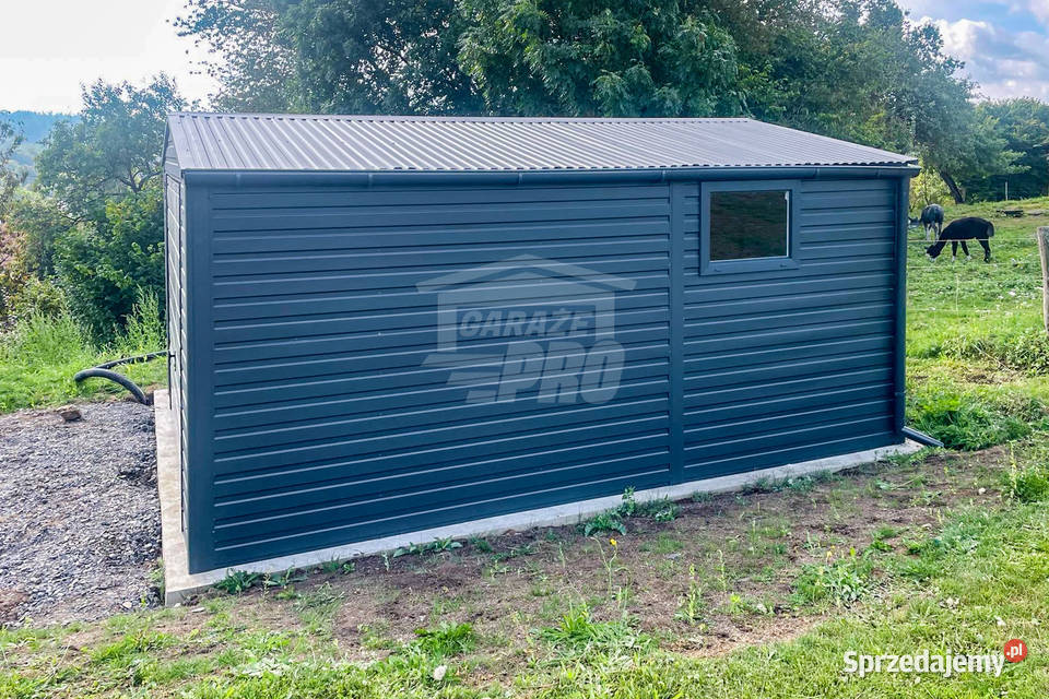 Garaż blaszany 45x5m Brama uchylna okno antracyt 23m2 lubelskie