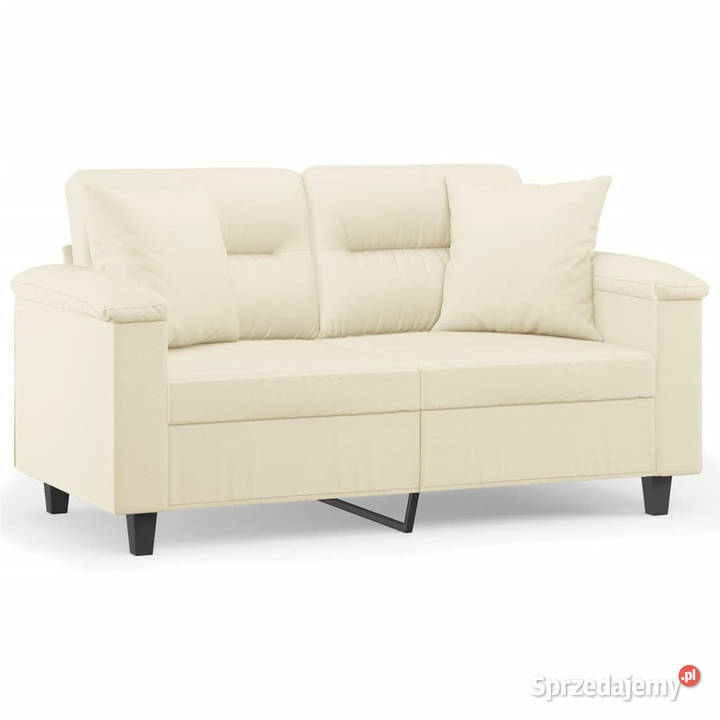 2osobowa sofa z poduszkami kremowa 120 sztuczna mazowieckie Warszawa