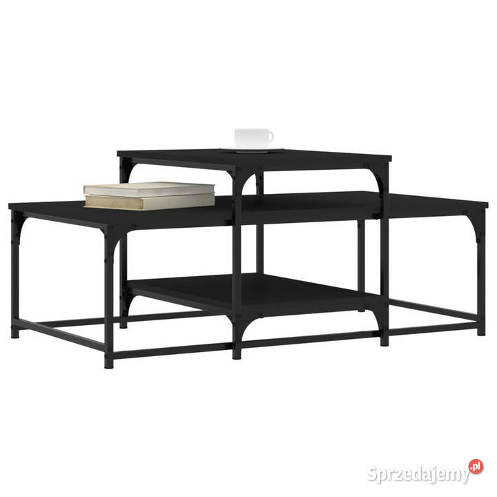 Stolik kawowy czarny 102x60x45 materiał Stoły