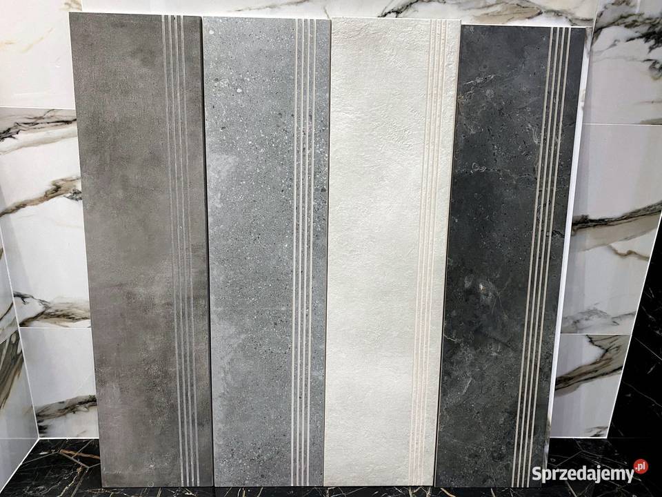 Twarde szare płytki schodowe 120x30 Łask