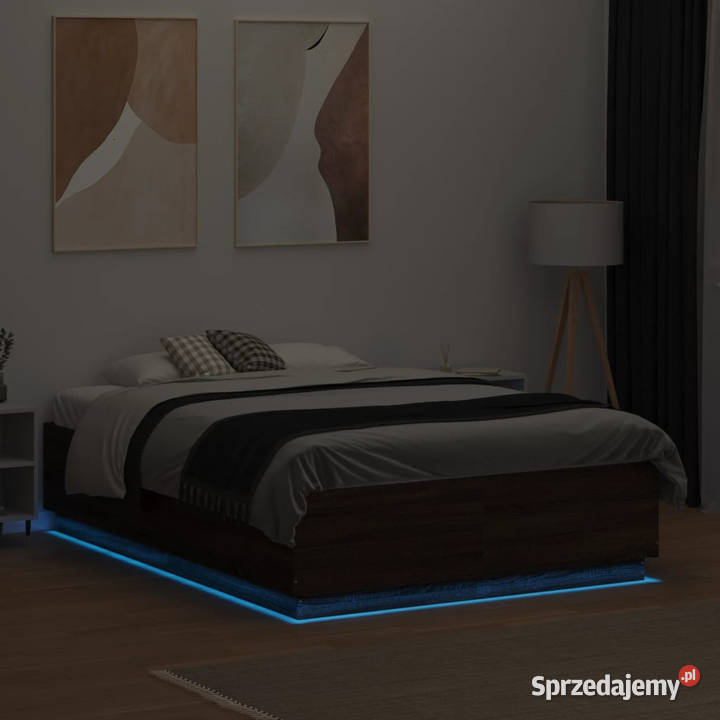 Rama łóżka z LED brązowy dąb 135x190 WM3209652 138cm mazowieckie Warszawa