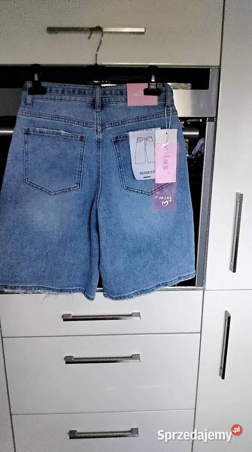 Spodnie Jeans Dżinsowe Bermudy Damskie MILAS S niebieski Nowa Sól
