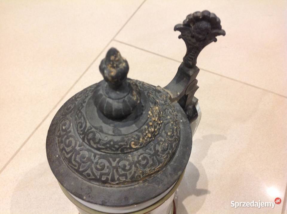 Stary Porcelanowy Kufel Myśliwskil z cynową lubuskie Nowa Sól sprzedam