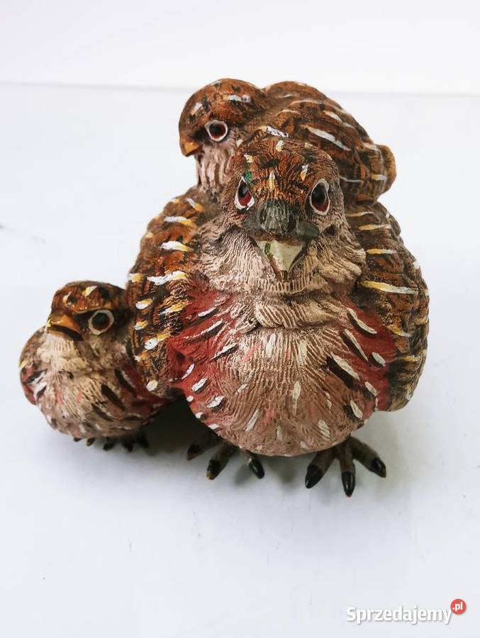 Rzeźba Figura Przepiórka z 3 Pisklętami Brąz Nowa Sól