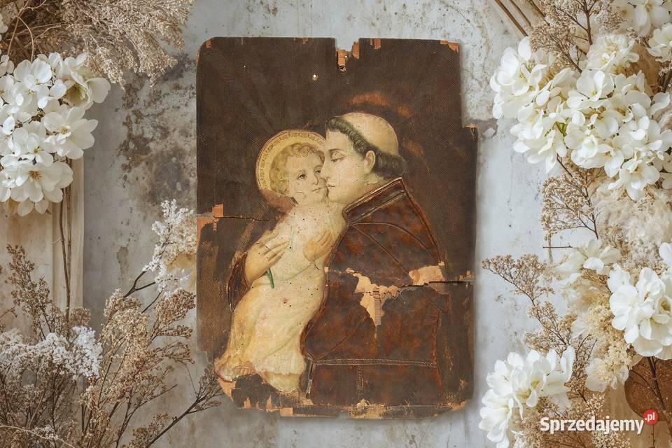 Św Antoni i Dzieciątko Jezus przedwojenny obraz Lublin