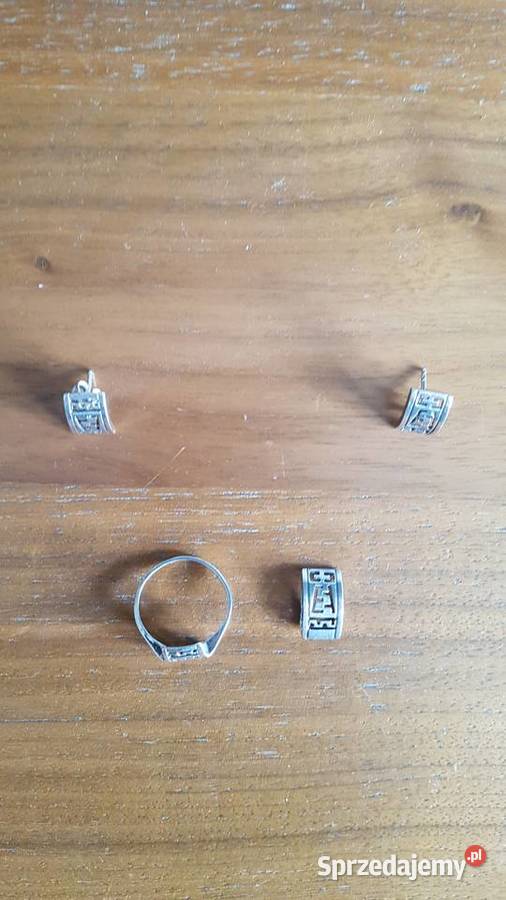 Komplet pierścionek kolczyki zawieszka próba 925 małopolskie Nowy Sącz