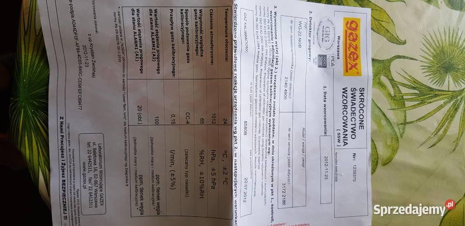 Gazex detektor tlenku węgla