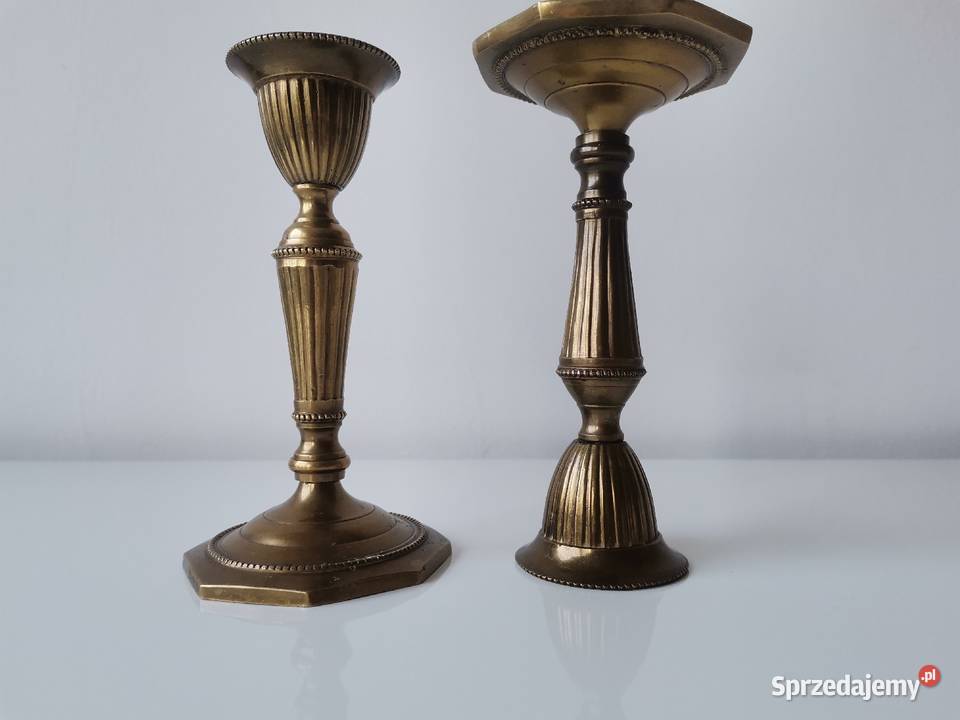 Stare przedwojenne 2 świeczniki stary mosiądz śląskie Katowice sprzedam