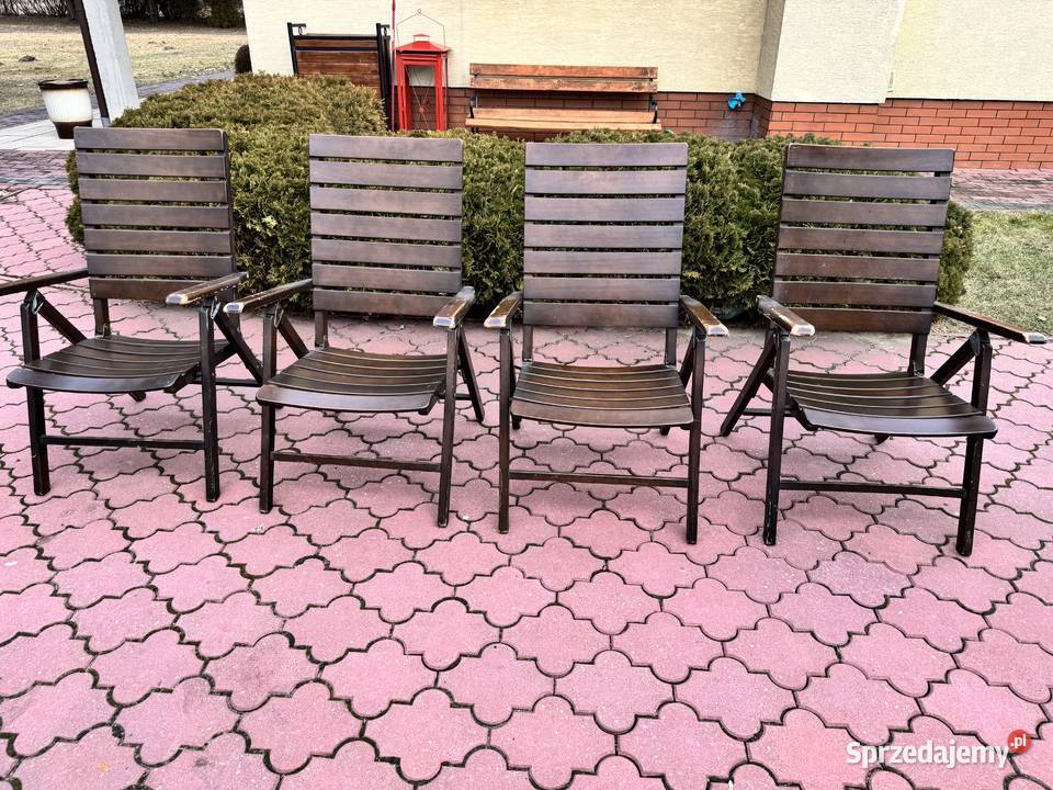 Leżak ogrodowy drewniany brązowy regulowany Garwolin