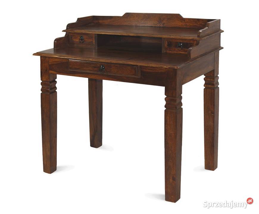 drewniane indyjskie małe biurko z nadstawką akacja 90339