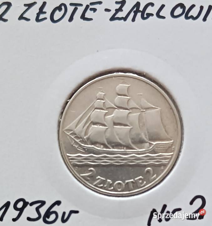 2 Żaglowiec 1936 r 2 srebro oryginał Cudeńko wielkopolskie Konin