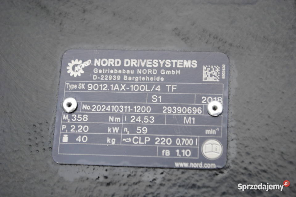 Motoreduktor kątowy 22kw 59obrmin Nord Kargowa